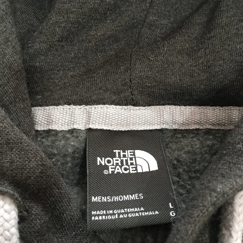 The North Face Hoodie Sweatshirt Mens Large Charcoal Yellow Logo Pullover